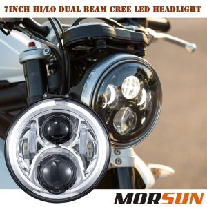 7 Inch Putaran Headlight Headlamp Cahaya Balok Rendah Tinggi Untuk Jeep JK Offroad / Harley Motor Headlight 7 '' Putaran Headlamp