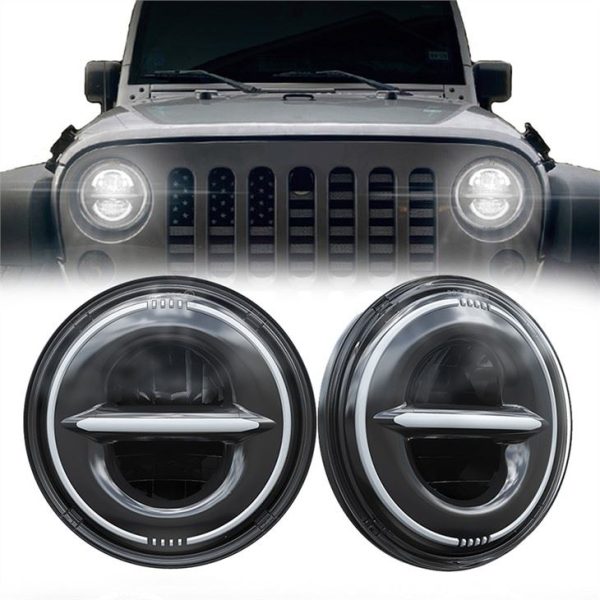 7 Putaran DOT Emark Jeep JKU Led Headlights Dengan Sinyal Giliran DRL