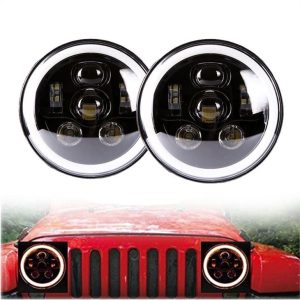 Morsun Black Chrome 58w Round LED Headlamp Untuk 07-17 Jeep Wrangler Unlimited JK 4 Pintu