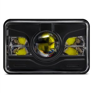 Morsun 4x6 Square LED Headlights Untuk Kenworth T800 T400 Black Chrome Headlight Projector