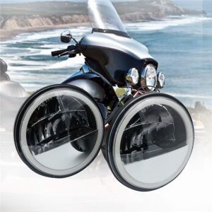 Morsun LED Mengemudikan Lampu Kabut Untuk Harley-davidson Fog Lamp Dengan Angel Eyes DRL